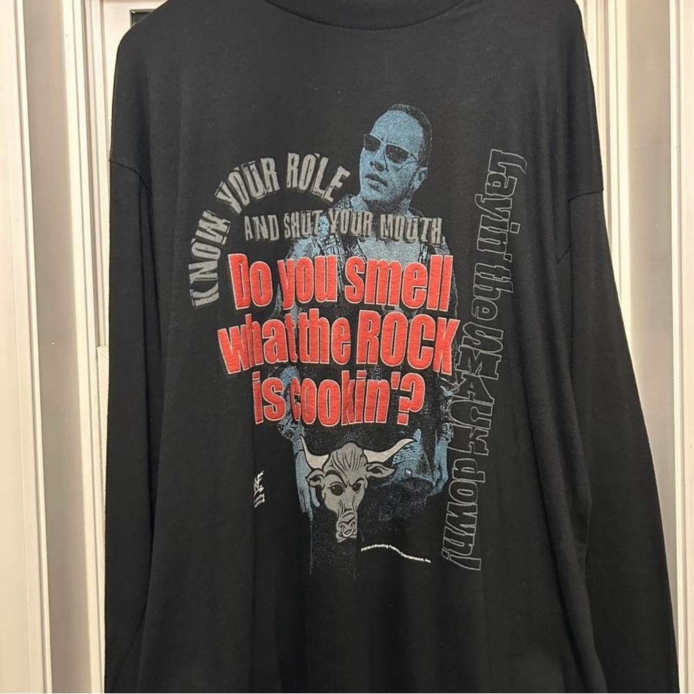 The Rock WWF WWE Long Sleeve Shirt Size XL New with Tags 1999